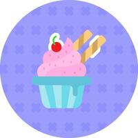 Cupcake piatto etichetta icona vettore