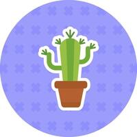 cactus piatto etichetta icona vettore