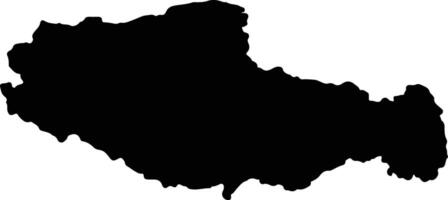 xizang Cina silhouette carta geografica vettore