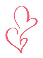 Elementi del cuore di disegno calligrafico disegnato a mano di San Valentino di vettore. Decorazioni in stile matrimonio per web, matrimonio e stampa. Isolato su sfondo bianco Calligrafia e lettering illustrazione vettore