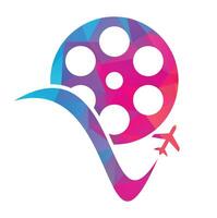 viaggio film logo design vettore icona.