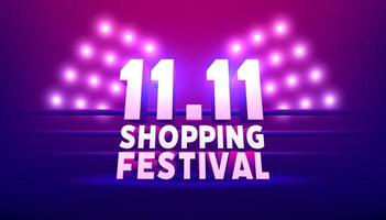 11.11 modello di banner del festival dello shopping. bandiera di vettore di sconto di vendita 11.11 di giorno dello shopping mondiale.