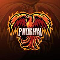 disegno del logo della mascotte di phoenix esport vettore