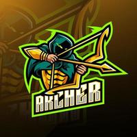 design del logo della mascotte dell'arciere esport vettore