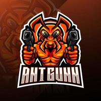 logo della mascotte di ant gunner esport vettore