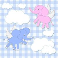 simpatici bambini-elefanti angeli vettore