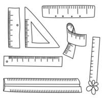 set di simpatici righelli scarabocchiati, illustrazione vettoriale di contorno