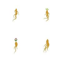 set di modello di progettazione dell'illustrazione del logo del ginseng vettore