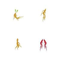 set di modello di progettazione dell'illustrazione del logo del ginseng vettore