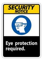 avviso di sicurezza segno protezione degli occhi simbolo richiesto isolato su sfondo bianco vettore
