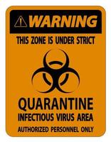 avviso quarantena virus infettivo area segno isolare su sfondo bianco, illustrazione vettoriale eps.10