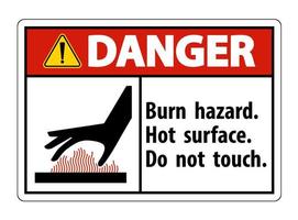 pericolo ustioni pericolo, superficie calda, non toccare il segno simbolo isolare su sfondo bianco, illustrazione vettoriale