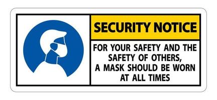 avviso di sicurezza per la tua sicurezza e gli altri mascherano sempre il segno su sfondo bianco vettore