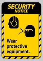 cartello di avviso di sicurezza indossare dispositivi di protezione con occhiali e grafica per occhiali vettore