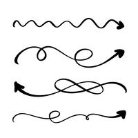 Set di frecce astratta vettoriale. Doodle stile marcatore fatto a mano. Illustrazione di schizzo isolato per nota, business plan, presentazione grafica vettore