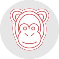 scimmia linea etichetta multicolore icona vettore