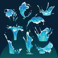 raccolta di set di schizzi d'acqua in stile cartone animato realistico vettore