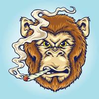 illustrazioni di scimmia arrabbiata fumante