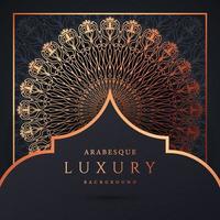 sfondo mandala di lusso con motivo arabesco dorato color oro. ornamento elegante invito carta di nozze, invito, motivo arabesco, islamico, sfondo copertina banner illustrazione disegno vettoriale