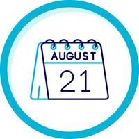 21 di agosto Due colore blu cerchio icona vettore