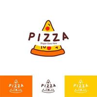 pizza italiana fatta a mano caffè logo icona emblema per ristorante fast food semplice stile piatto bianco isolato sfondo etichette menu design ristorante o pizzeria vettore