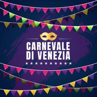Progettazione tipografica di vettore di Carnevale Di Venezia con il fondo dell&#39;elemento di simbolo della maschera di carnevale