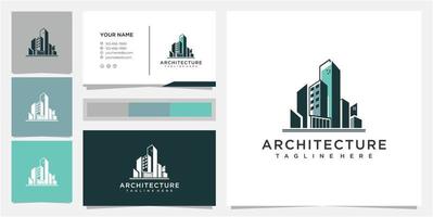 modello di progettazione logo architettura colorata con biglietto da visita vettore