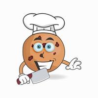 il personaggio mascotte dei biscotti diventa uno chef. illustrazione vettoriale
