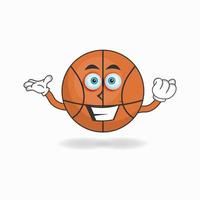 personaggio della mascotte del basket con l'espressione del sorriso. illustrazione vettoriale