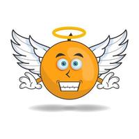 personaggio mascotte arancione vestito come un angelo. illustrazione vettoriale