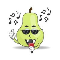 il personaggio della mascotte guava sta cantando. illustrazione vettoriale