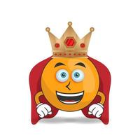 il personaggio mascotte arancione diventa un re. illustrazione vettoriale