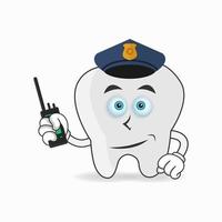 il personaggio mascotte dei denti diventa un poliziotto. illustrazione vettoriale