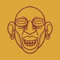 antica maschera viso tribale maya piatto su sfondo giallo. vettore