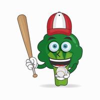 personaggio mascotte broccoli con attrezzatura da baseball. illustrazione vettoriale