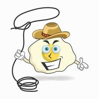 il personaggio mascotte dell'uovo diventa un cowboy. illustrazione vettoriale