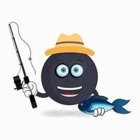 il personaggio della mascotte del boom sta pescando. illustrazione vettoriale