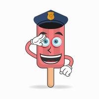 il personaggio mascotte del gelato rosso diventa un poliziotto. illustrazione vettoriale