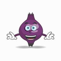 personaggio mascotte cipolla viola con espressione sorridente. illustrazione vettoriale