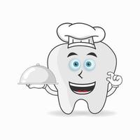 il personaggio mascotte dei denti diventa uno chef. illustrazione vettoriale