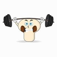 personaggio mascotte di funghi con attrezzature per il fitness. illustrazione vettoriale