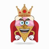 il personaggio della mascotte del gelato diventa un re. illustrazione vettoriale