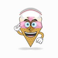 il personaggio della mascotte del gelato diventa un'infermiera. illustrazione vettoriale