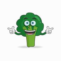 personaggio mascotte di broccoli con espressione di sorriso. illustrazione vettoriale