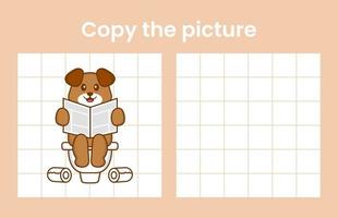copia l'immagine di un cane carino. gioco educativo per bambini. illustrazione vettoriale dei cartoni animati