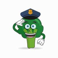 il personaggio mascotte dei broccoli diventa un poliziotto. illustrazione vettoriale