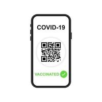 certificato di vaccinazione in smartphone. illustrazione vettoriale in design piatto