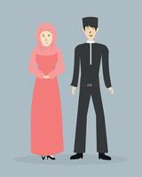 illustrazione vettoriale di una coppia religiosa musulmana che indossa un velo e un cappello