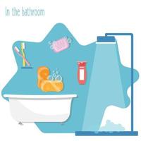 serie di illustrazioni per il bagno vettore