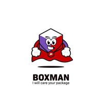 boxman portafortuna per consegna spedizione esprimere azienda Corriere personaggio cartone animato illustrazione logo vettore